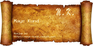 Mayr Kund névjegykártya